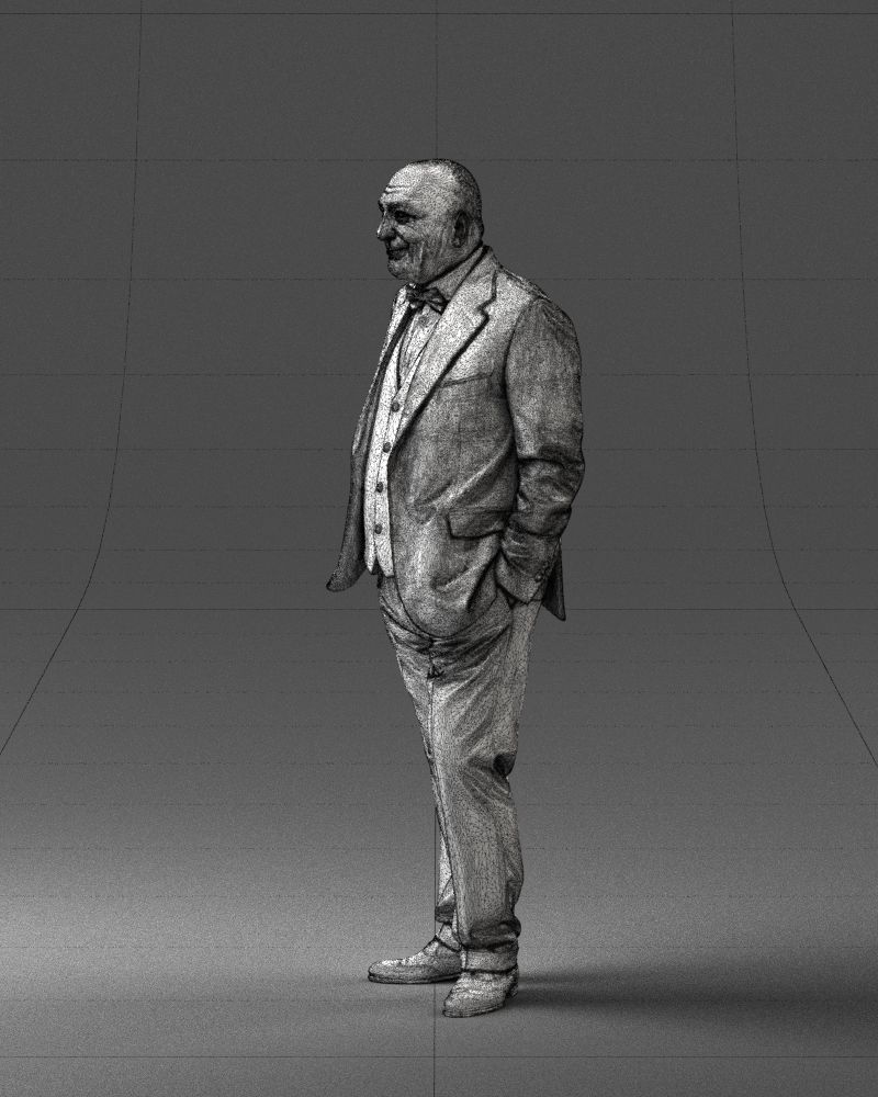 Bald man in plaid jacket 0486 3D model_8