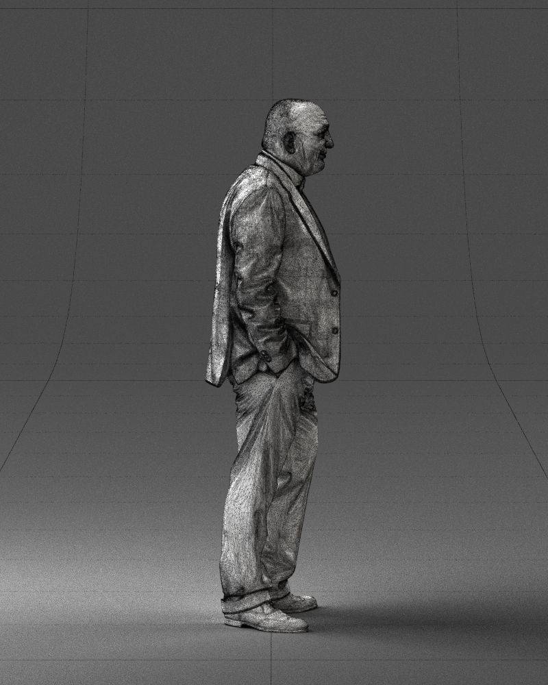 Bald man in plaid jacket 0486 3D model_29