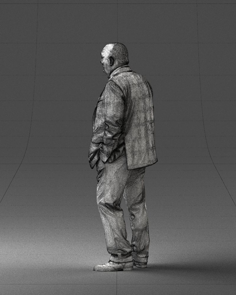 Bald man in plaid jacket 0486 3D model_14