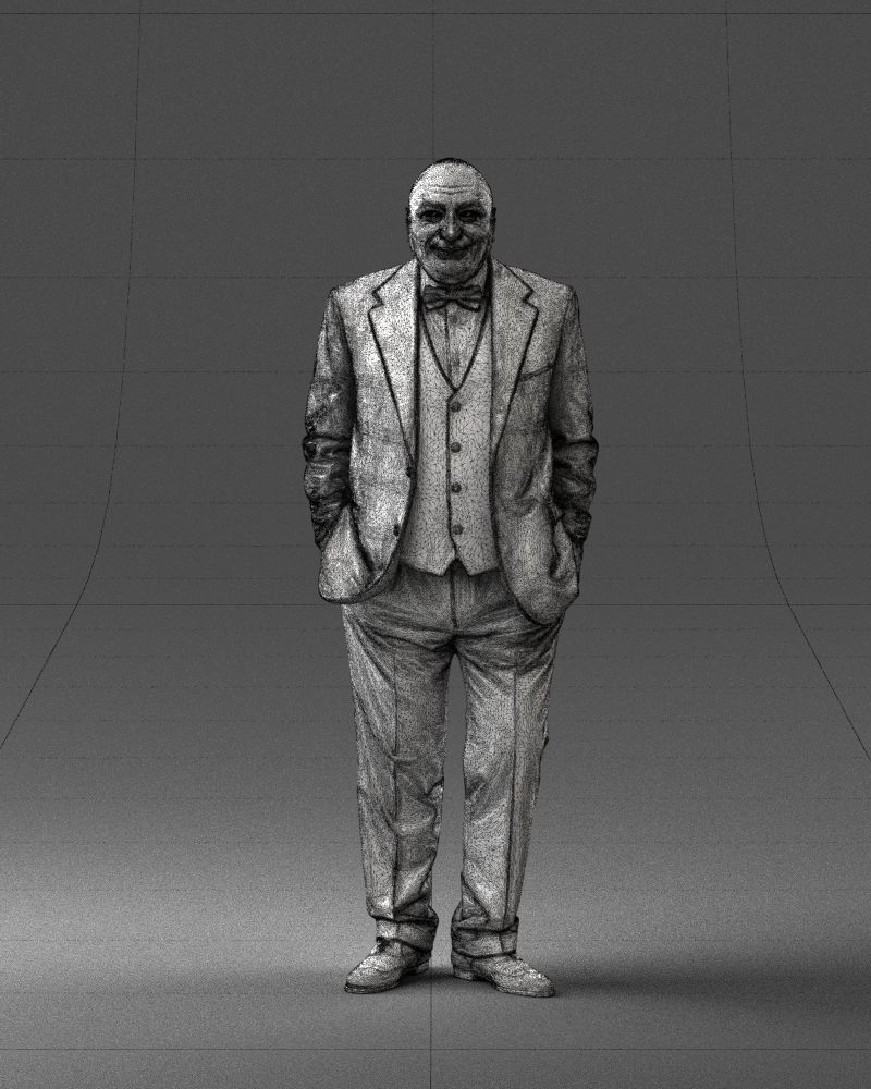 Bald man in plaid jacket 0486 3D model_2