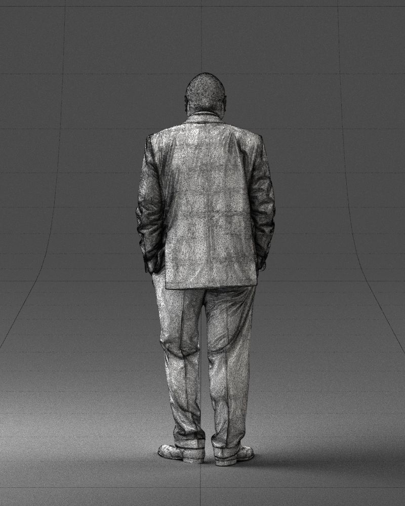 Bald man in plaid jacket 0486 3D model_20
