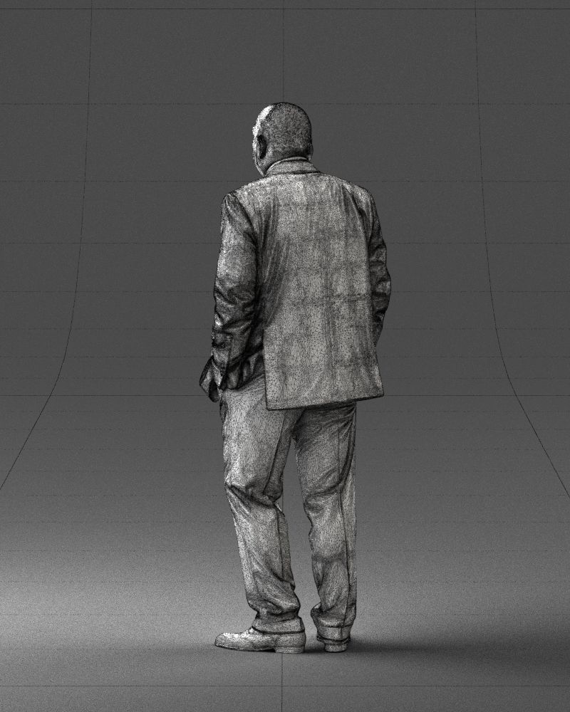 Bald man in plaid jacket 0486 3D model_17