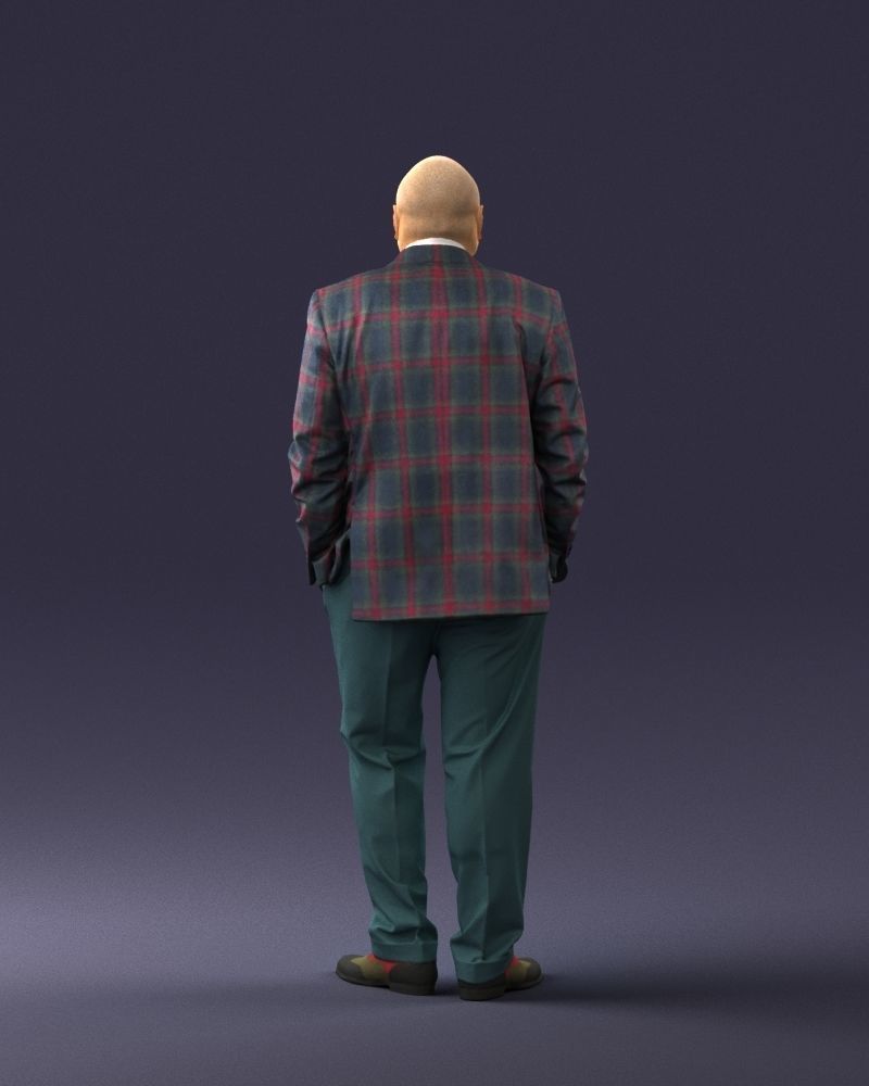 Bald man in plaid jacket 0486 3D model_18