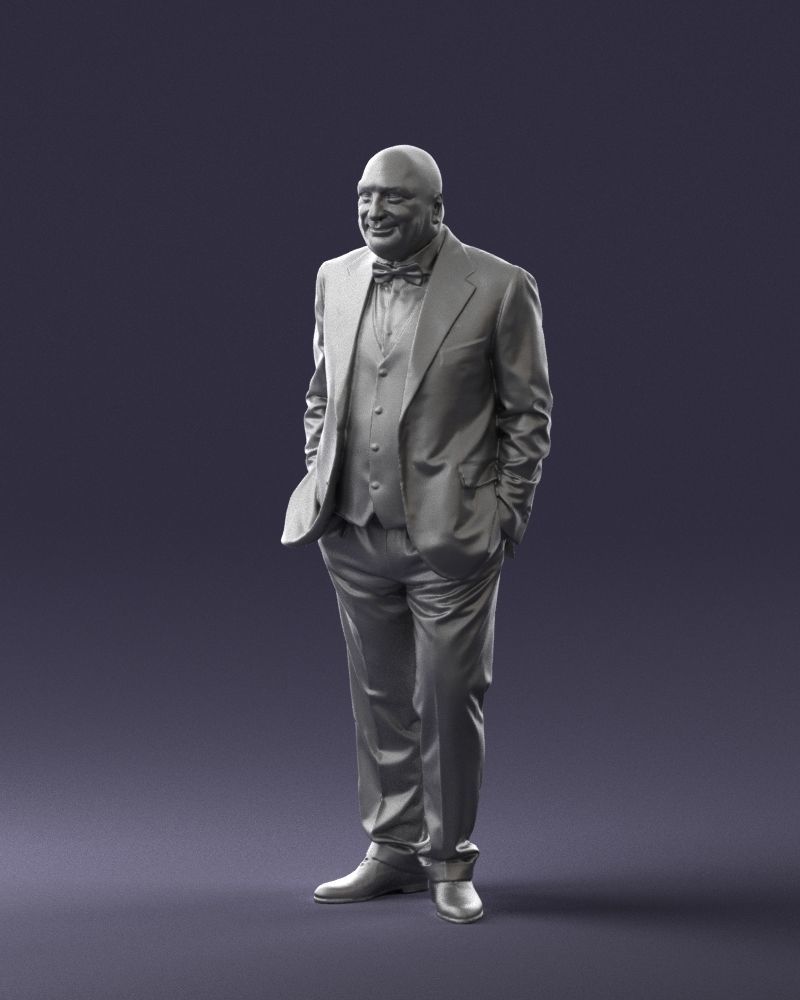 Bald man in plaid jacket 0486 3D model_4