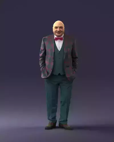 Bald man in plaid jacket 0486 3D print ready 3D print model