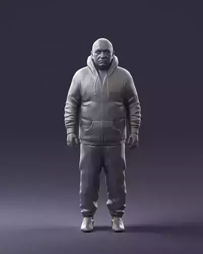 Bald man red jacket 0734 3D Print Ready 3D print model