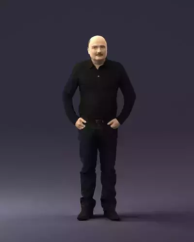 Bald man with mustache 0703 3D model