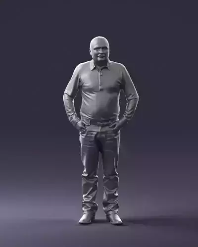 Bald man with mustache 0703 3D Print Ready 3D print model