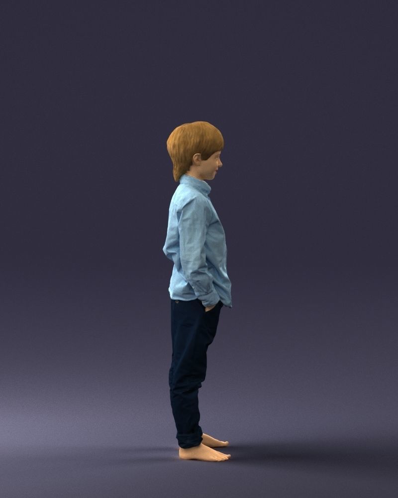 Barefoot boy in a blue shirt 0104 3D model_12