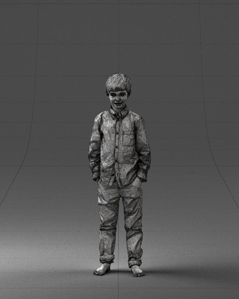 Barefoot boy in a blue shirt 0104 3D model_35