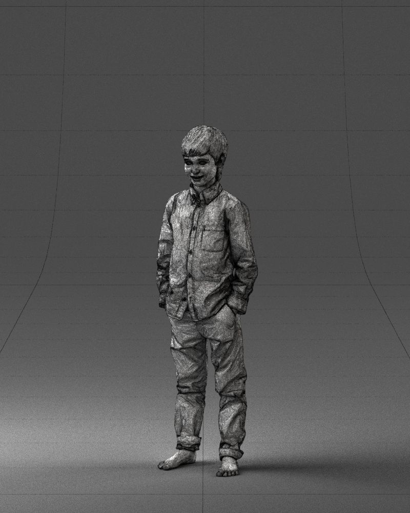Barefoot boy in a blue shirt 0104 3D model_32