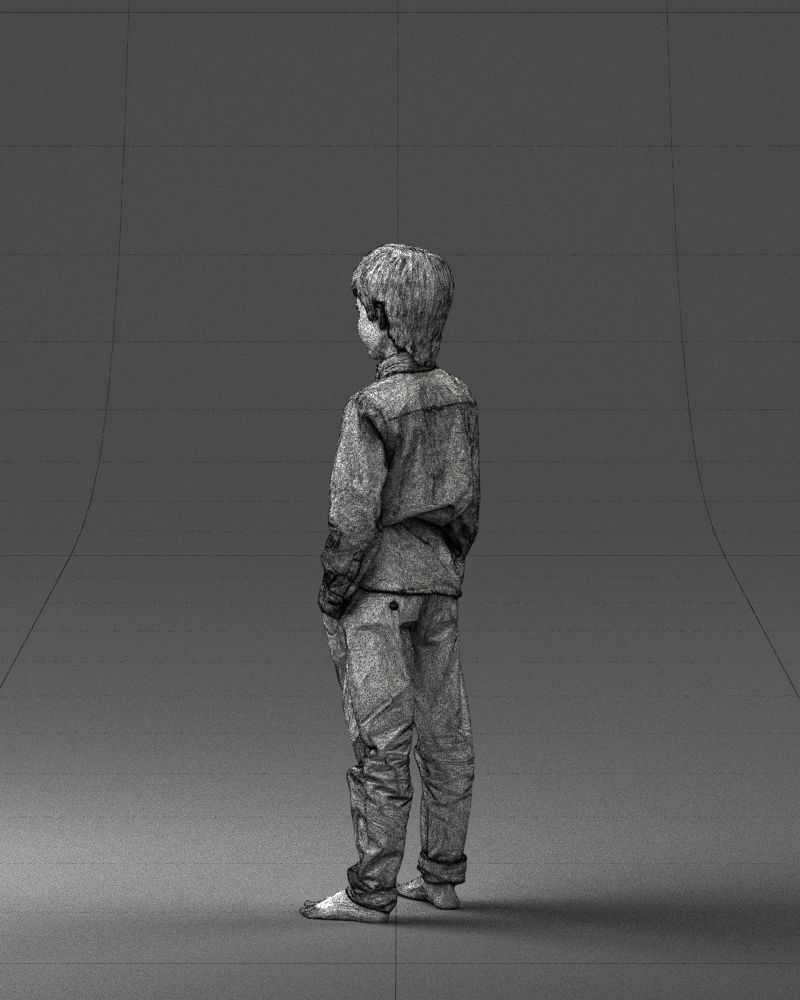 Barefoot boy in a blue shirt 0104 3D model_23