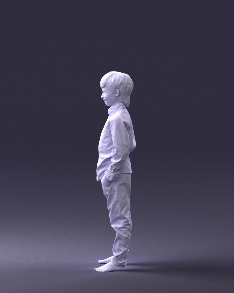 Barefoot boy in a blue shirt 0104 3D model_25