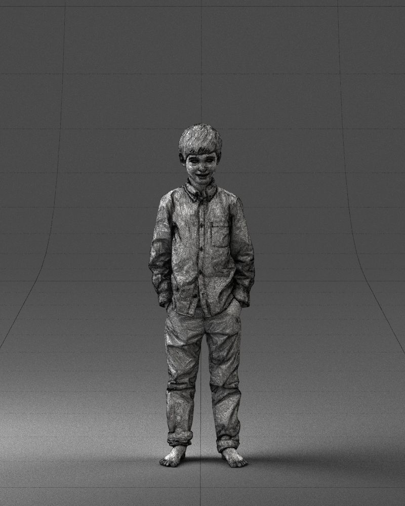 Barefoot boy in a blue shirt 0104 3D model_38