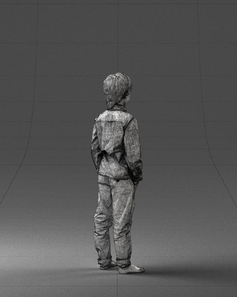Barefoot boy in a blue shirt 0104 3D model_17