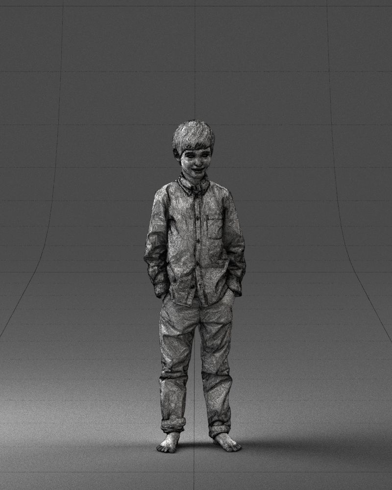 Barefoot boy in a blue shirt 0104 3D model_5