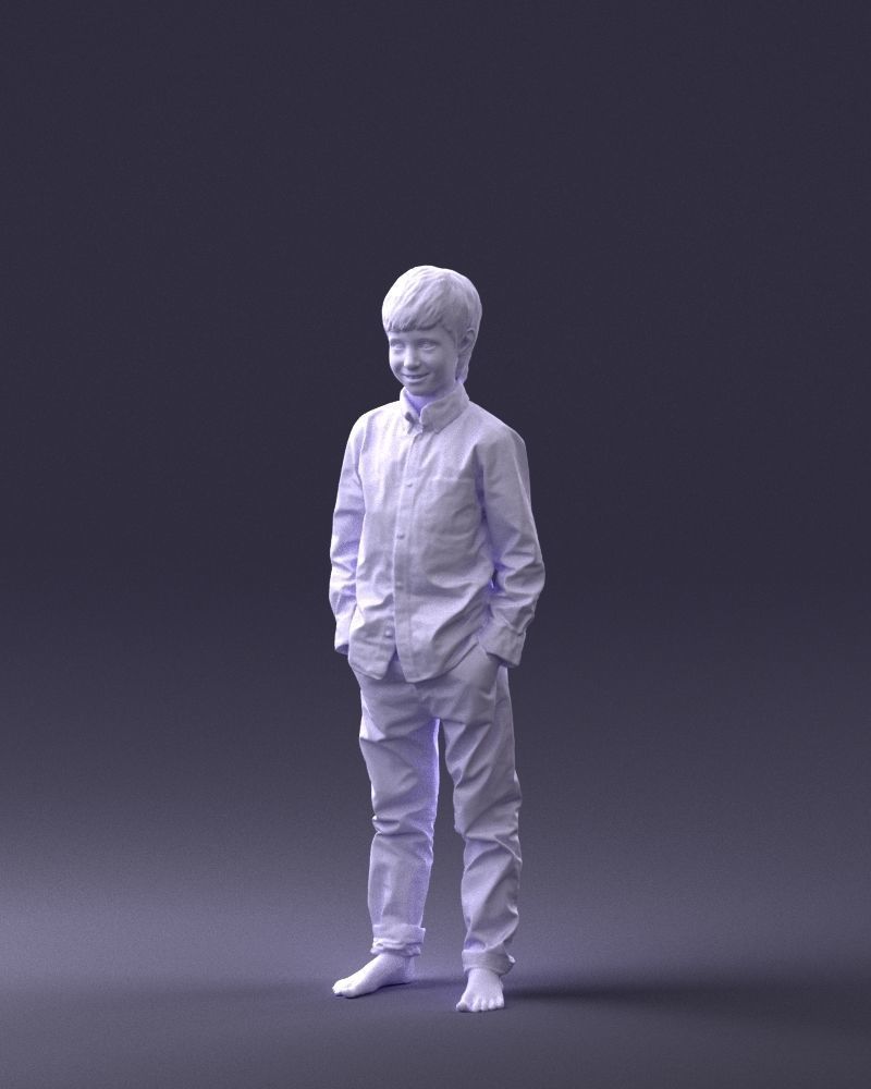 Barefoot boy in a blue shirt 0104 3D model_31