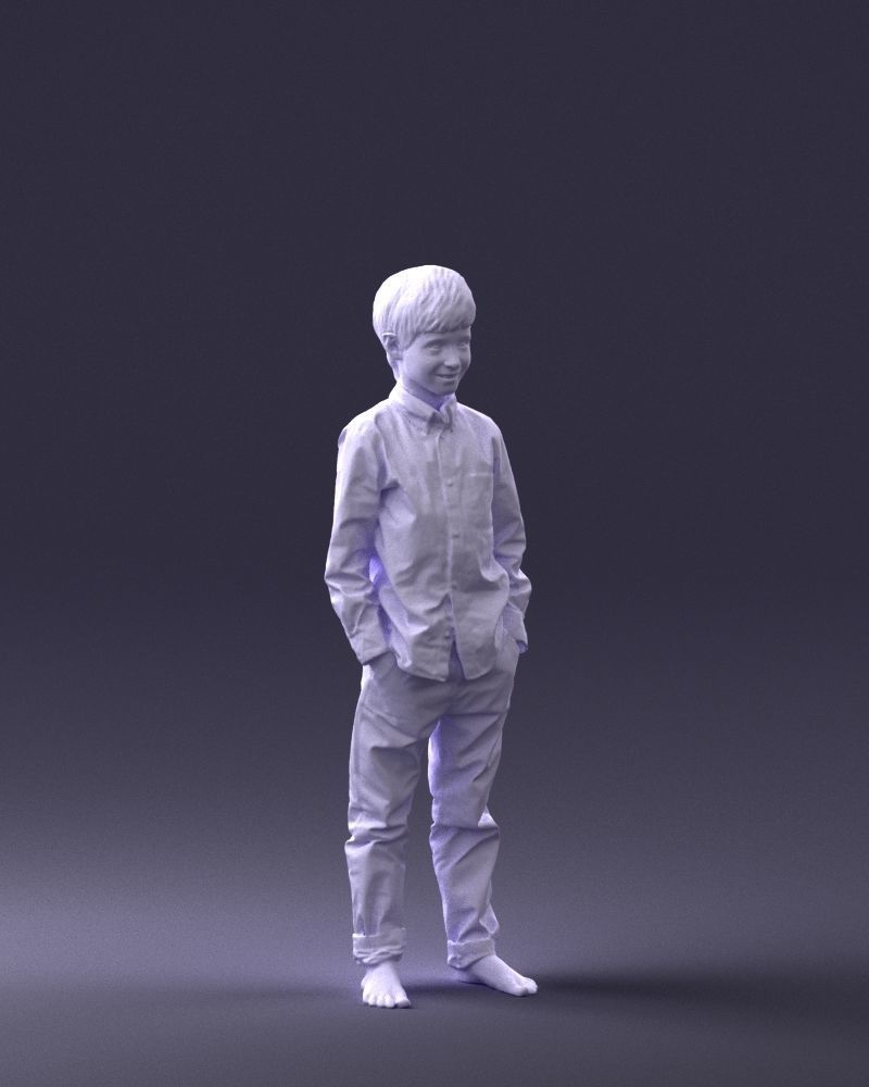 Barefoot boy in a blue shirt 0104 3D model_7