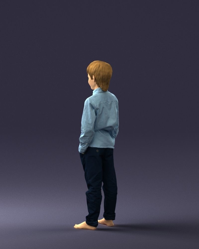 Barefoot boy in a blue shirt 0104 3D model_21