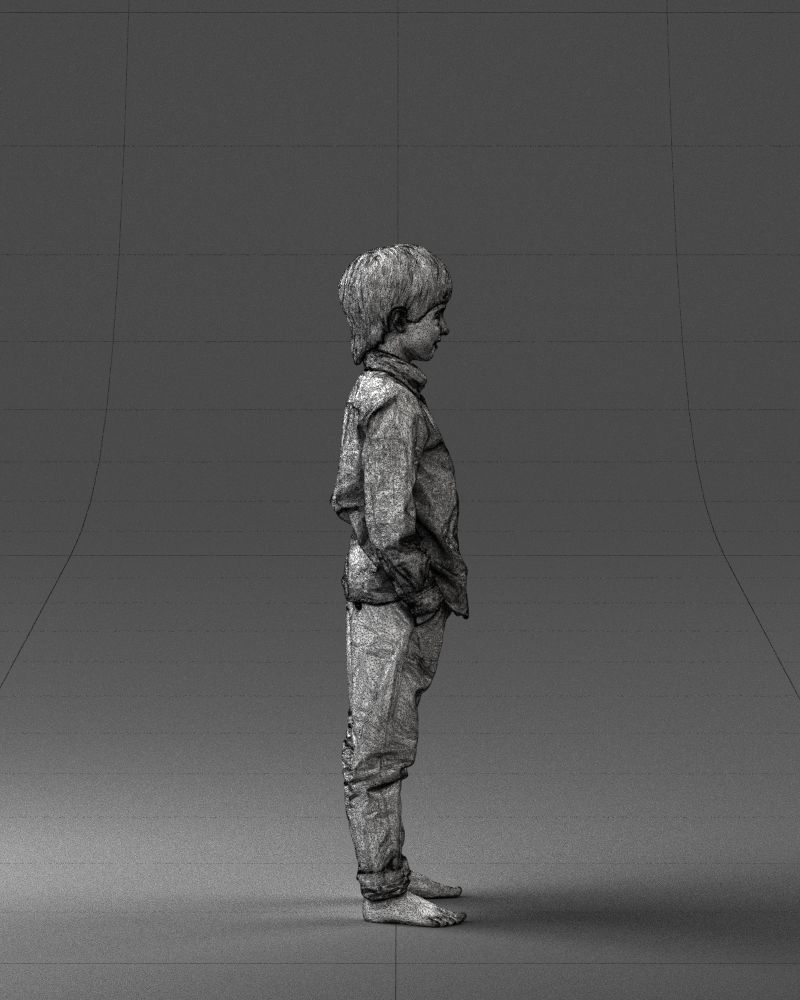 Barefoot boy in a blue shirt 0104 3D model_14
