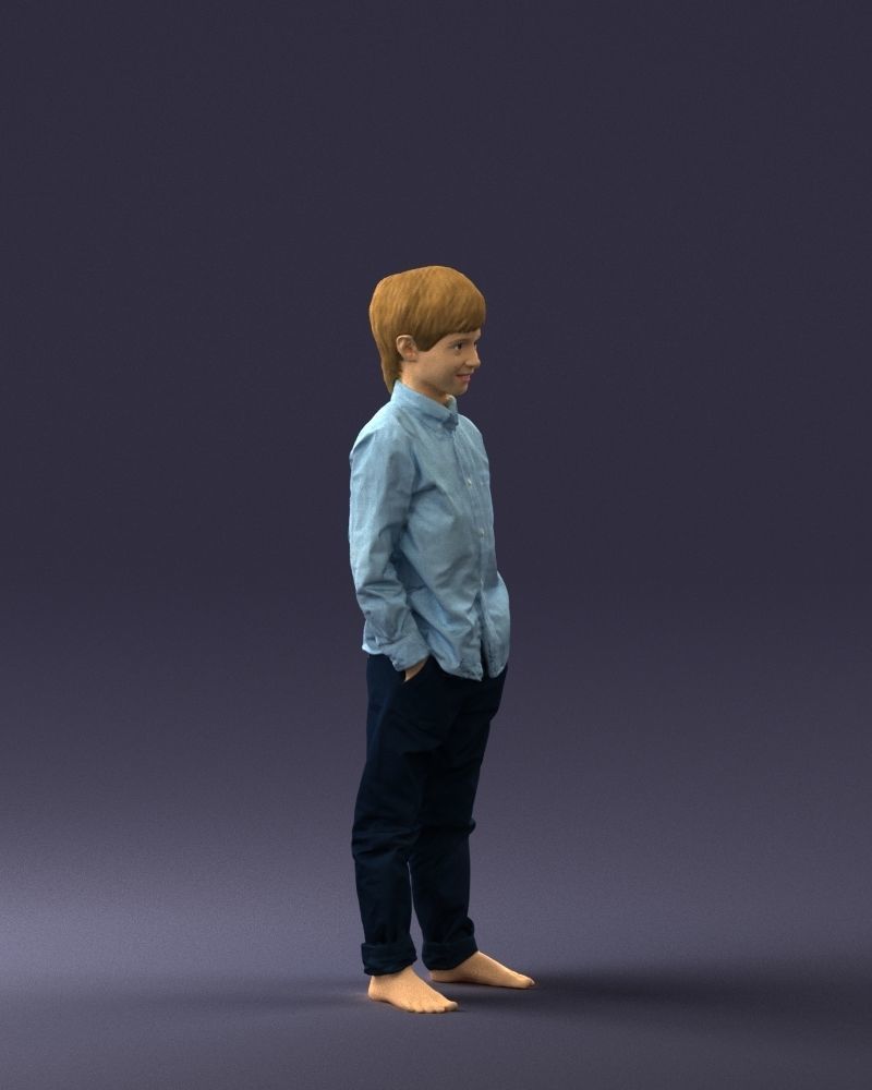Barefoot boy in a blue shirt 0104 3D model_9