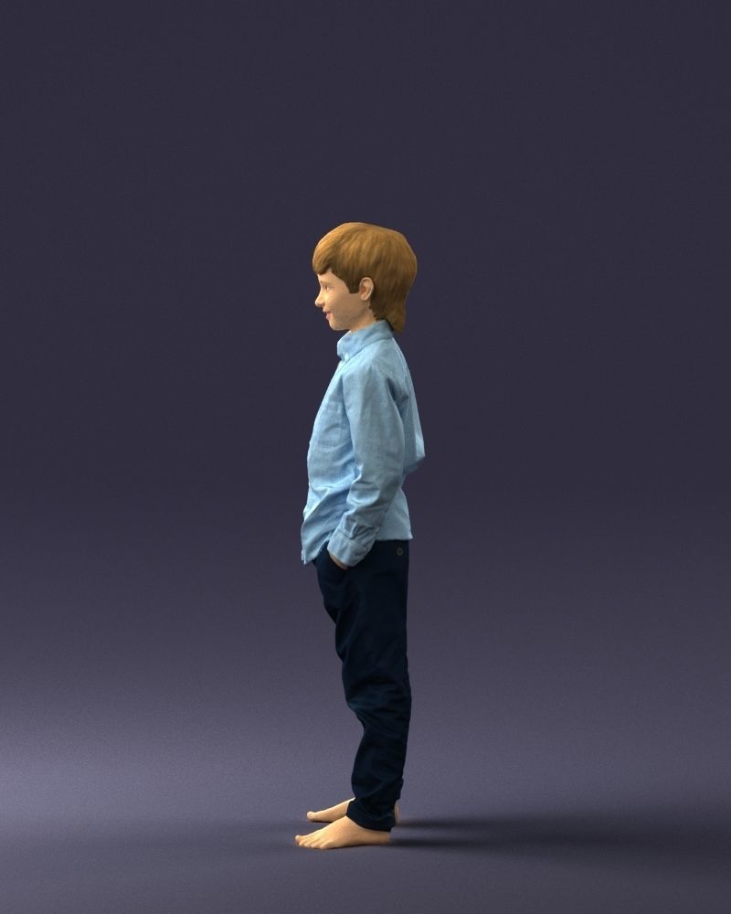 Barefoot boy in a blue shirt 0104 3D model_24