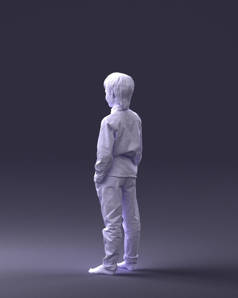 Barefoot boy in a blue shirt 0104 3D model_22