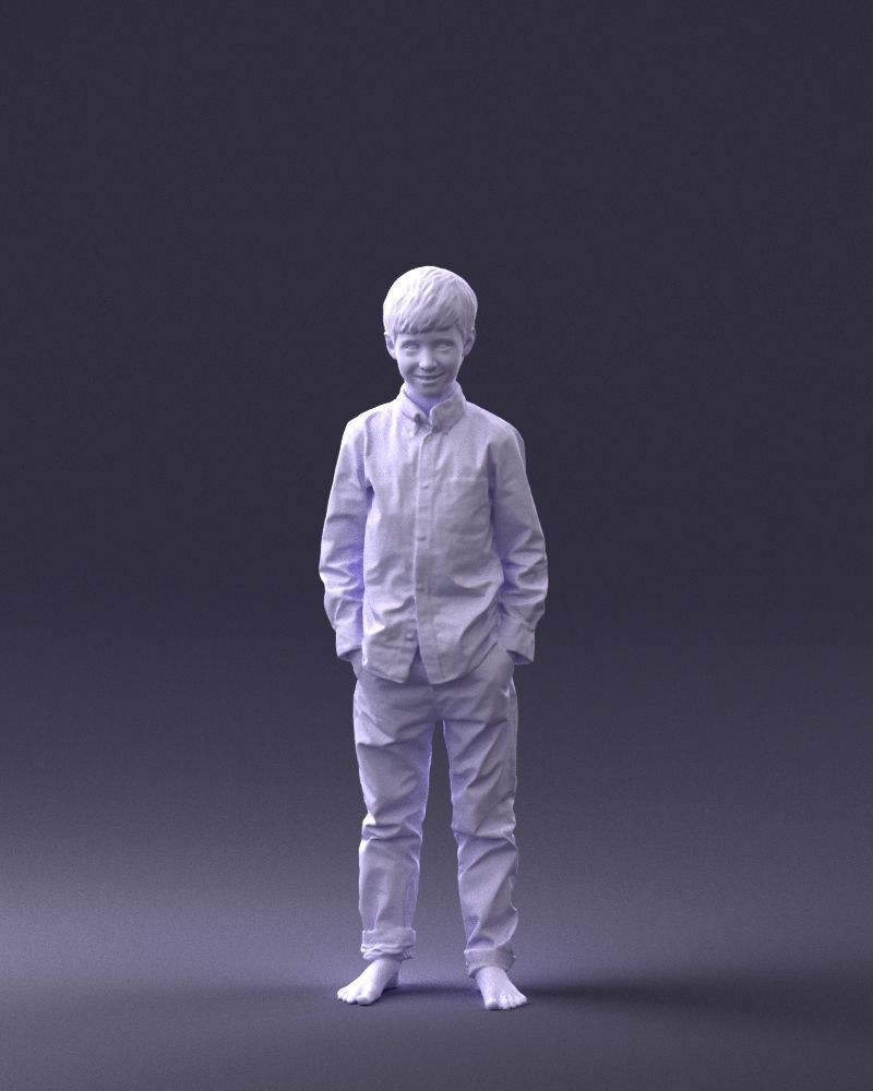 Barefoot boy in a blue shirt 0104 3D model_34
