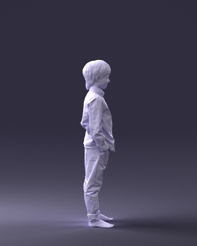 Barefoot boy in a blue shirt 0104 3D model_13