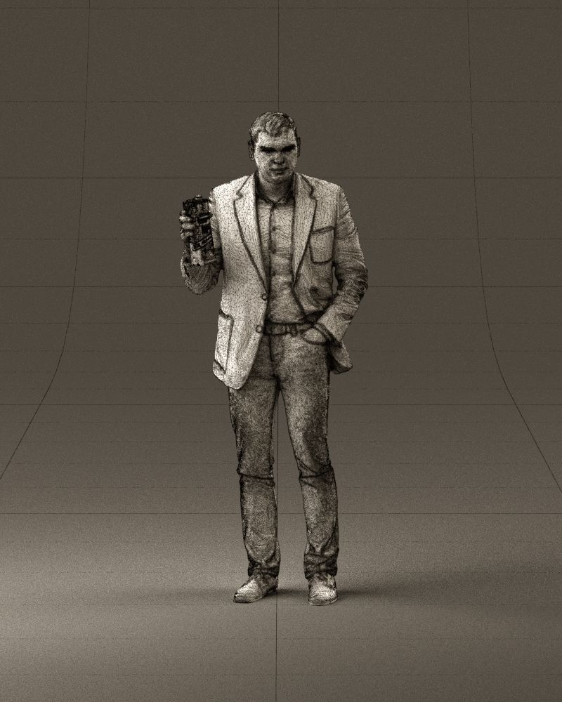 Barman in light gray top juice in hand 0941 3D model_24