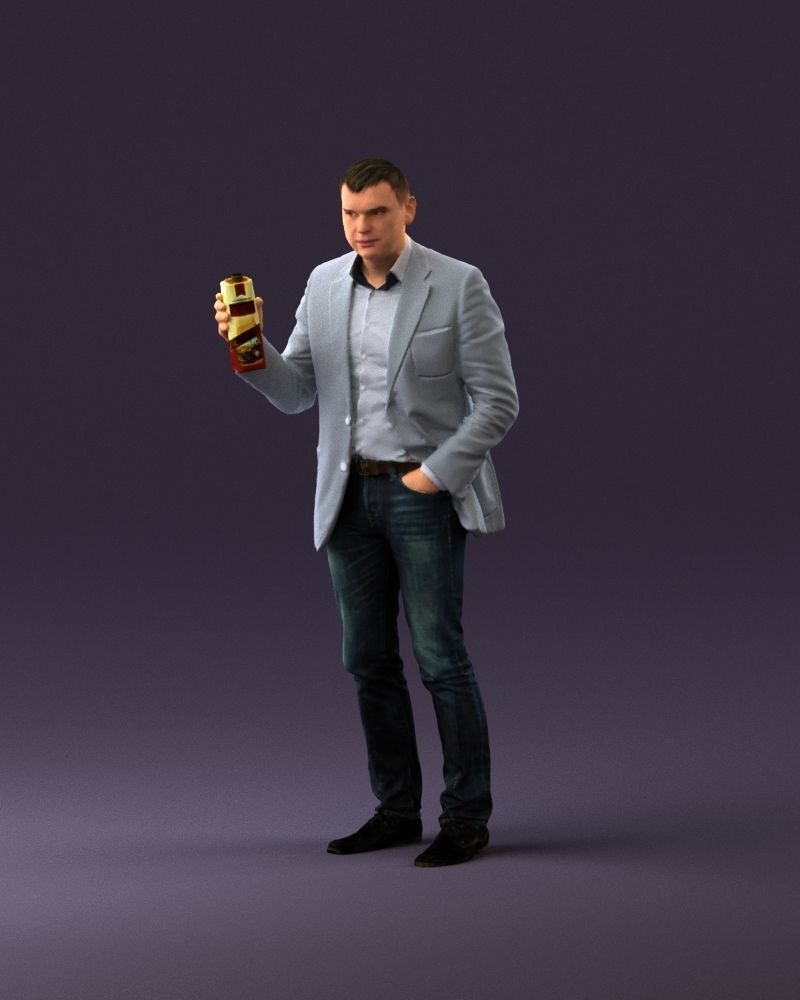 Barman in light gray top juice in hand 0941 3D model_10