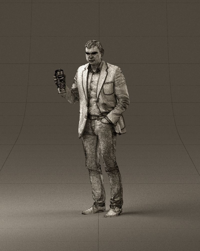 Barman in light gray top juice in hand 0941 3D model_34