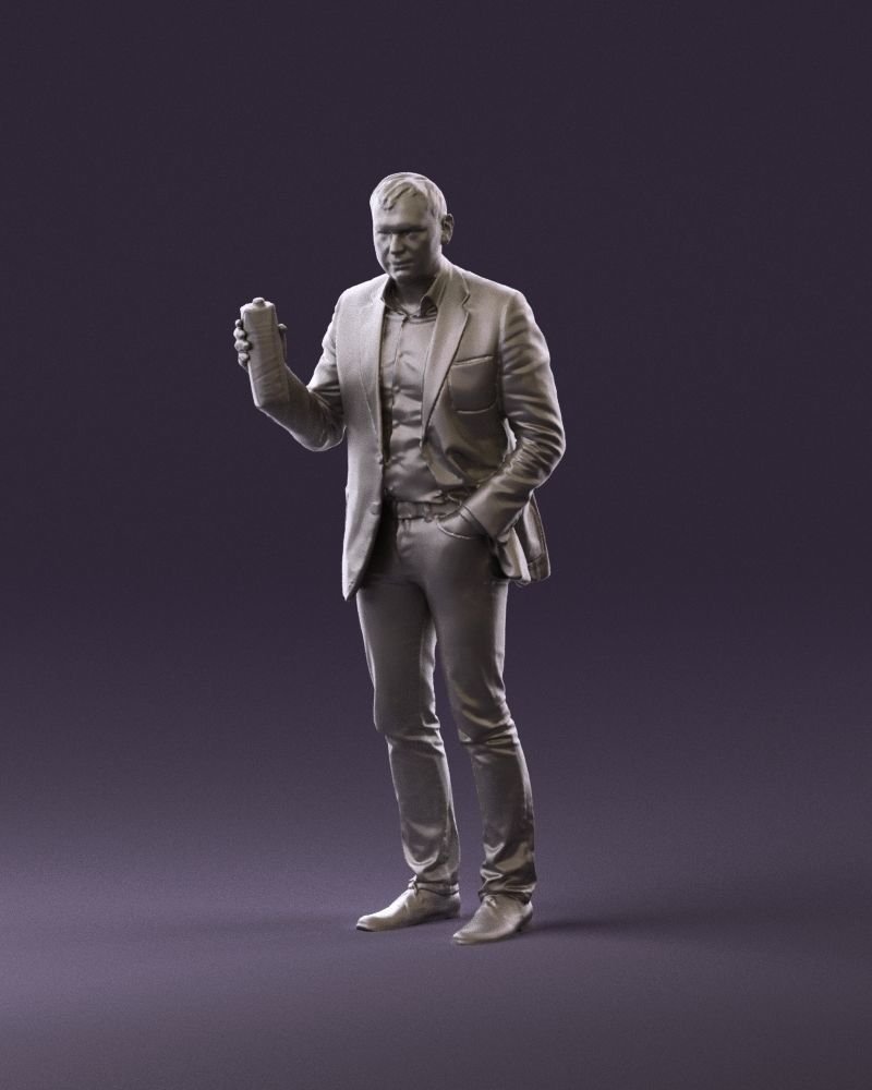 Barman in light gray top juice in hand 0941 3D model_22