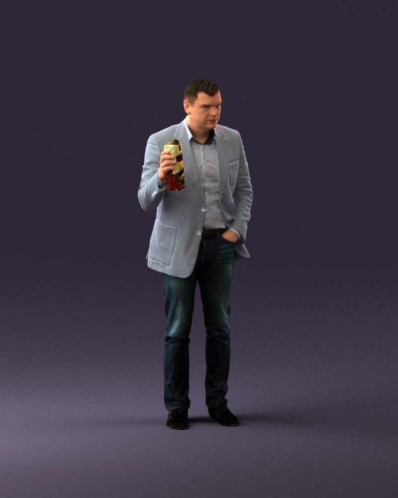 Barman in light gray top juice in hand 0941 3D model_2