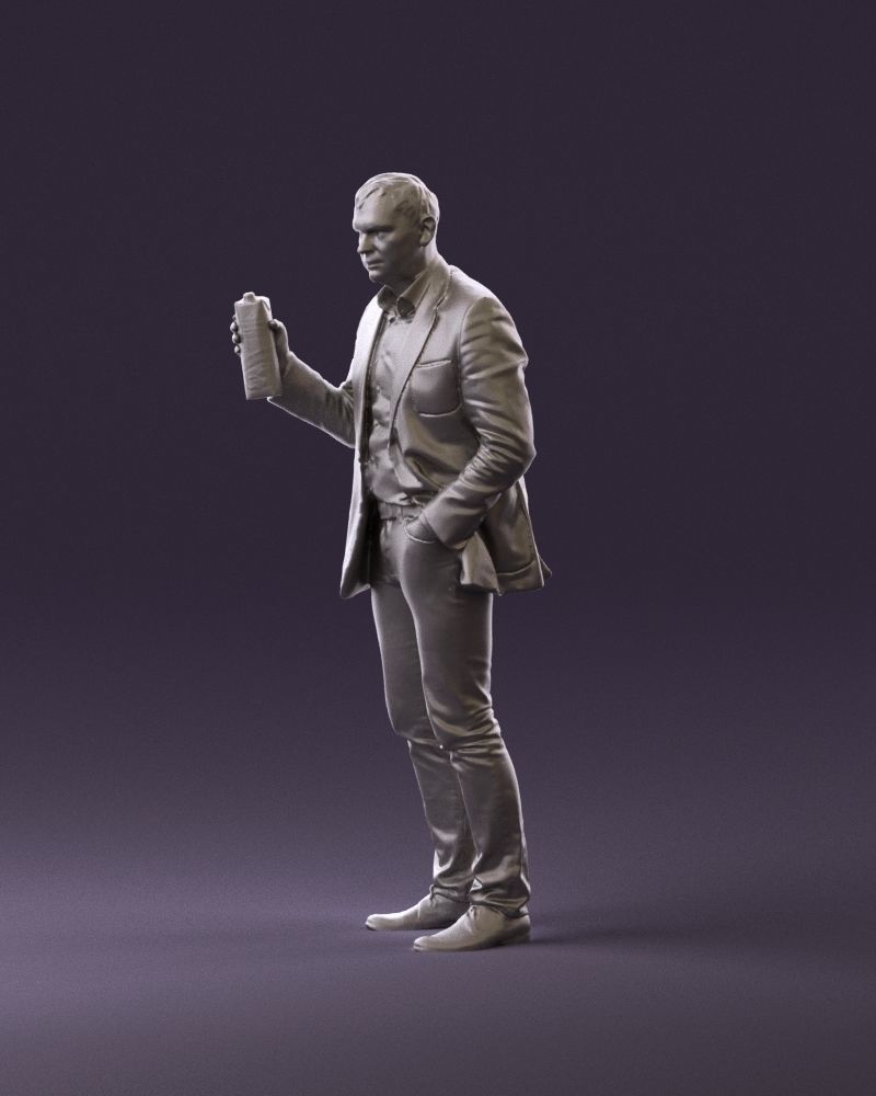 Barman in light gray top juice in hand 0941 3D model_21