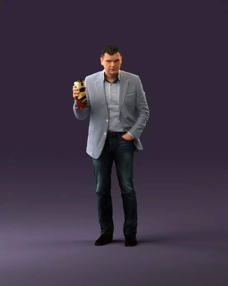 Barman in light gray top juice in hand 0941 3D model_0