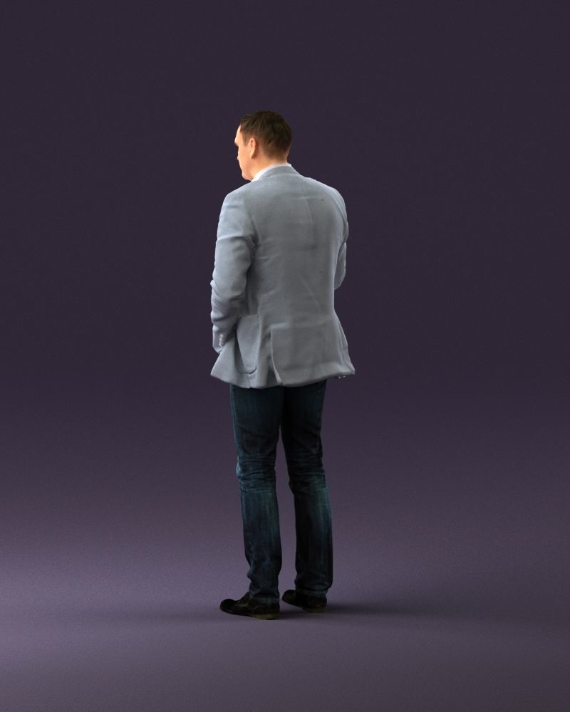 Barman in light gray top juice in hand 0941 3D model_7