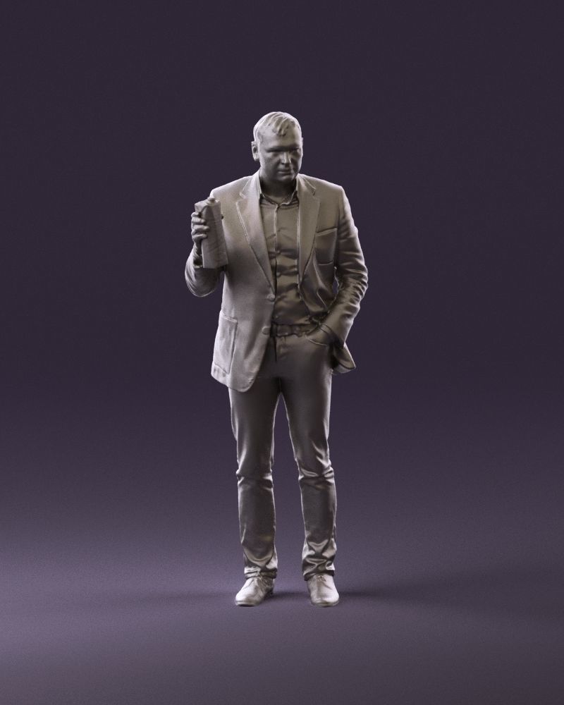 Barman in light gray top juice in hand 0941 3D model_13
