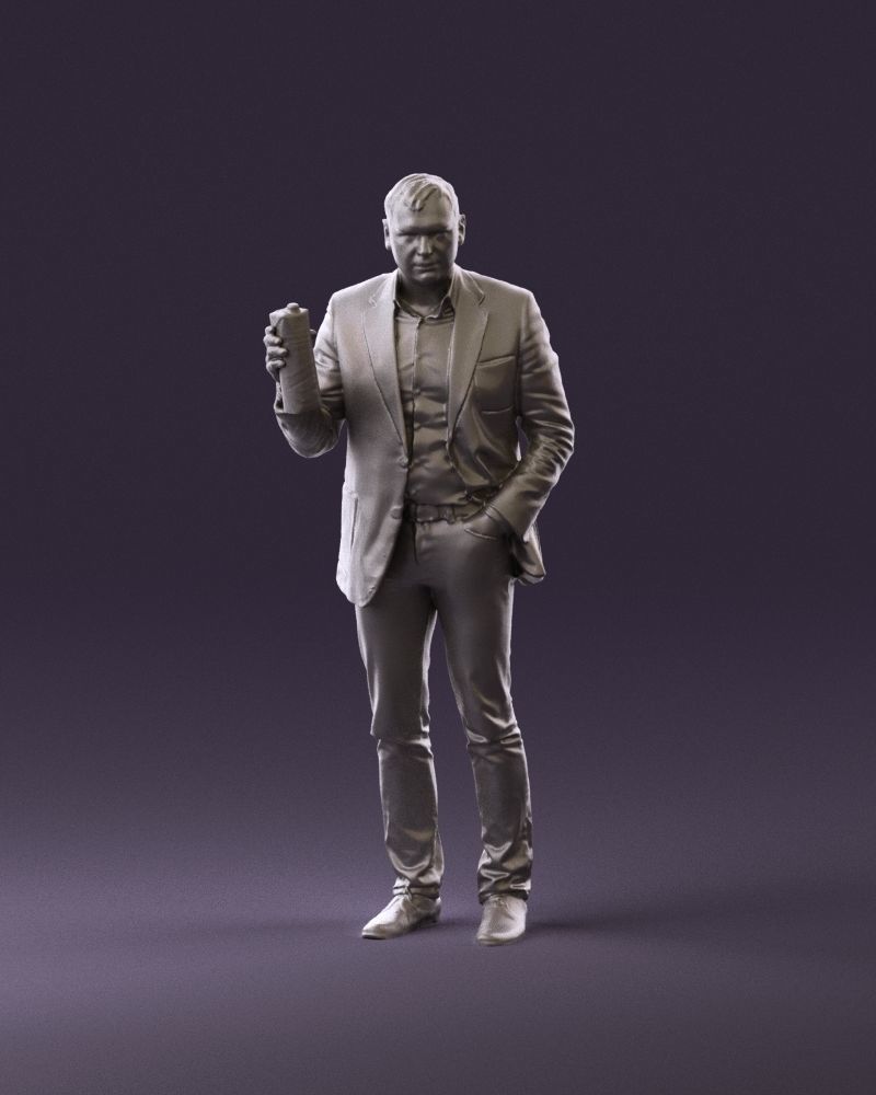 Barman in light gray top juice in hand 0941 3D model_23