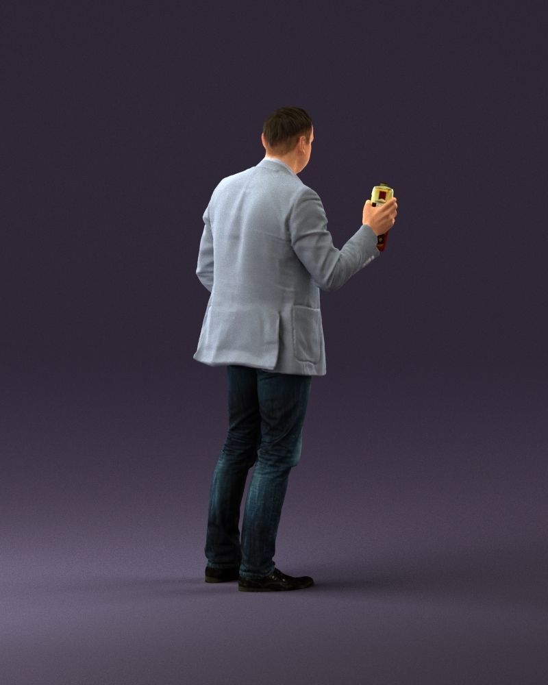 Barman in light gray top juice in hand 0941 3D model_5