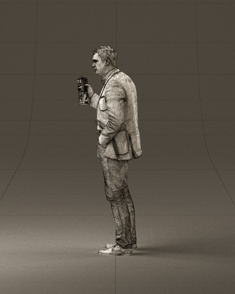 Barman in light gray top juice in hand 0941 3D model_32