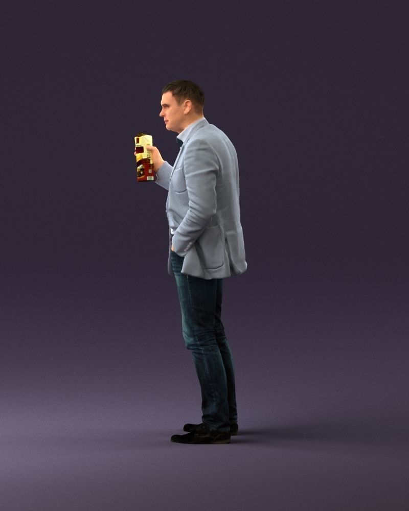 Barman in light gray top juice in hand 0941 3D model_8