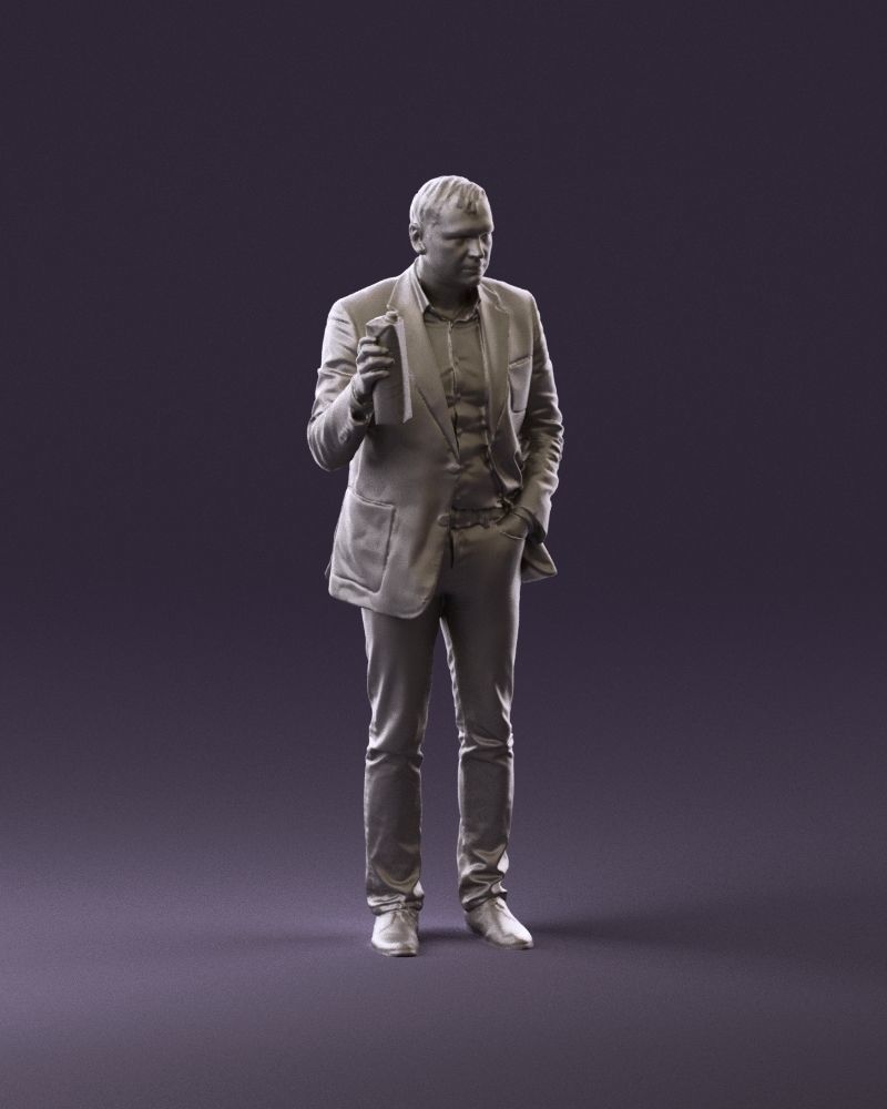 Barman in light gray top juice in hand 0941 3D model_14