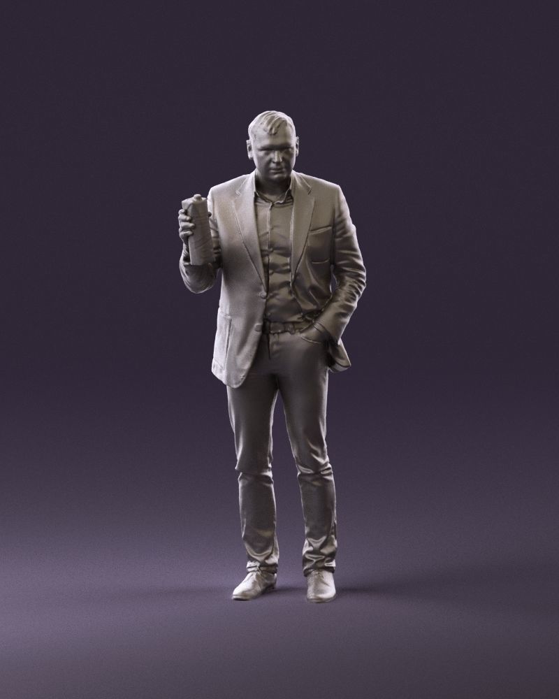 Barman in light gray top juice in hand 0941 3D model_12