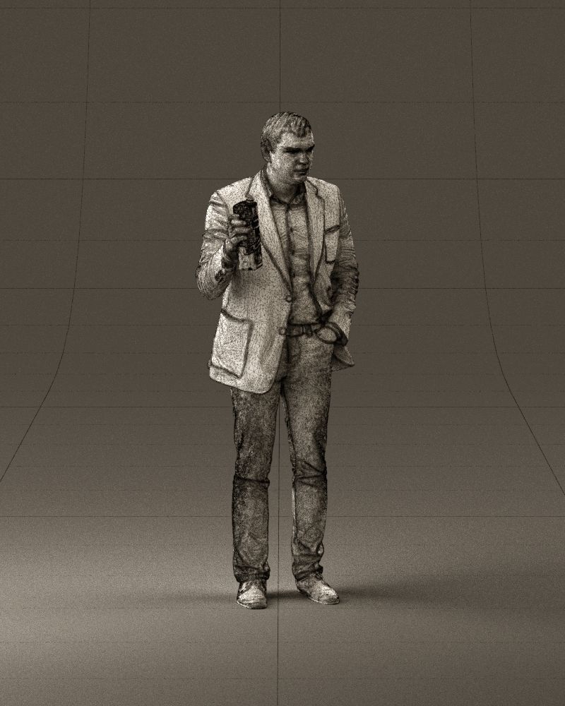 Barman in light gray top juice in hand 0941 3D model_26