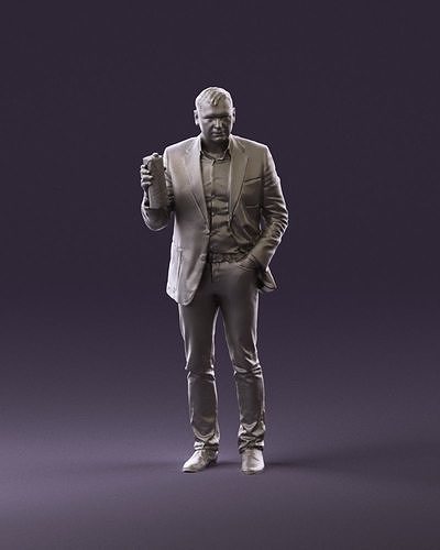 Barman in light gray top juice in hand 0941 3D Print Ready 3D print model