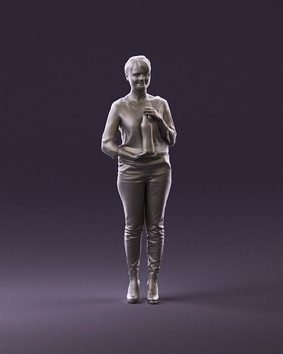 Barmen woman in purple blouse alkas in hands 0937 3D Print Ready 3D print model