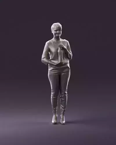 Barmen woman in purple blouse alkas in hands 0937 3D Print Ready