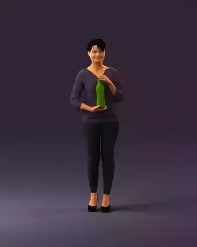 Barmen woman in purple blouse alkashka in hands 0937