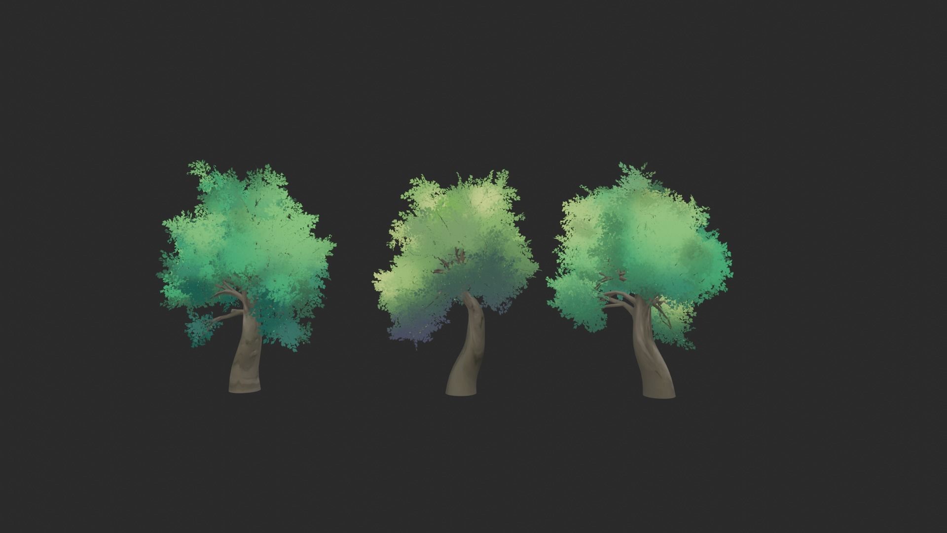 Anime Trees Highpoly 3D model_1